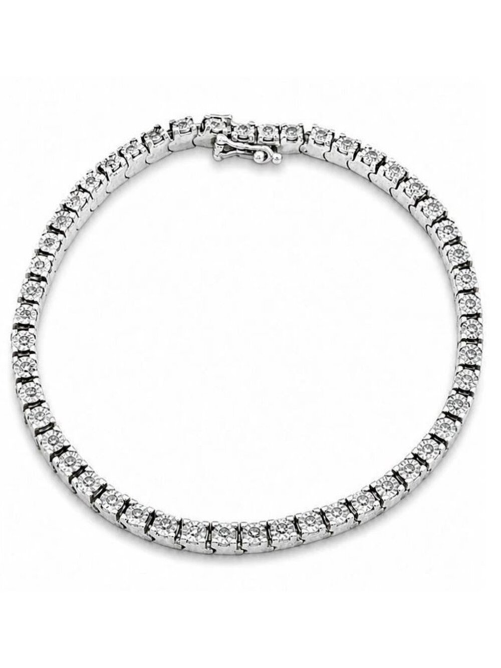 Genuine 0.25 Cts Diamonds Tennis Bracelet .925 Sterling Silver